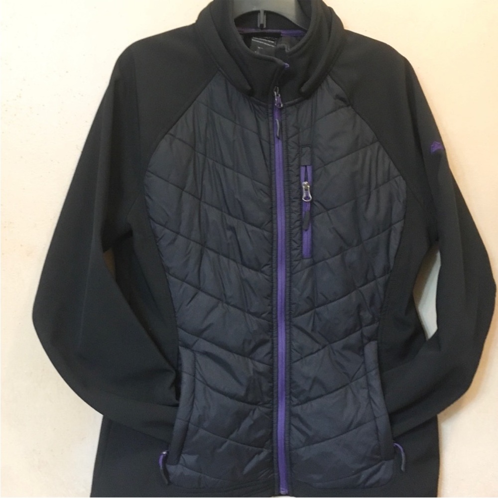 Warm Snozu Performance Women's Zip Front Black Soft Shell Purple Jacket, Size M